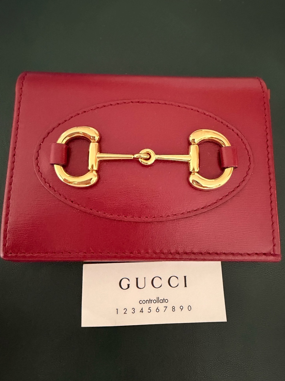 NWT Gucci Horsebit 1955 card case wallet -Red